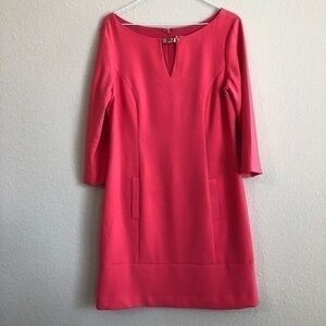 Eliza J Dress Coral Front Pocket Long Sleeve